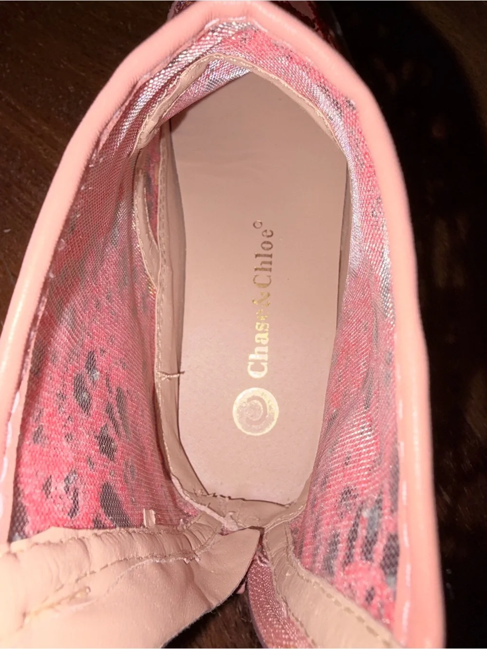 Chase + Chloe Pink Glitter Lace High-Top Sneakers